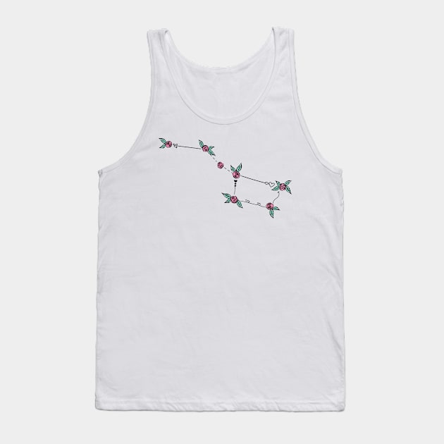 Ursa Major (Great Bear or Big Dipper) Constellation Roses and Hearts Doodle Tank Top by EndlessDoodles